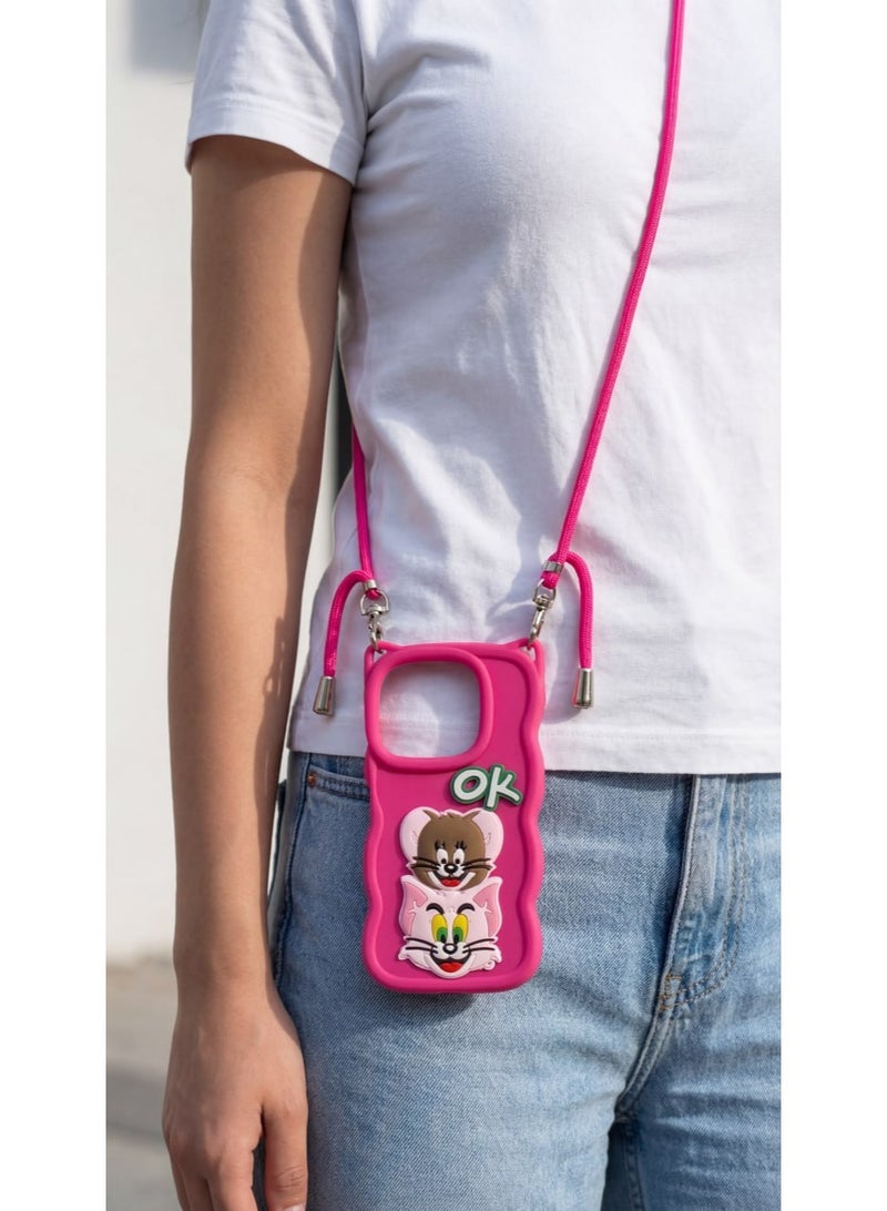 Elegant Back Case With a Distinctive Cartoon Design Compatible With The Phone Honor X6C With A Crossbody Chain - A Great Choice For Girls . - Image 1